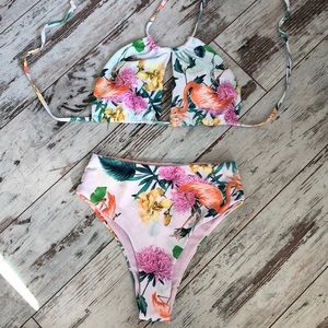 Floral flamingo print bikini by Sea Beauty
